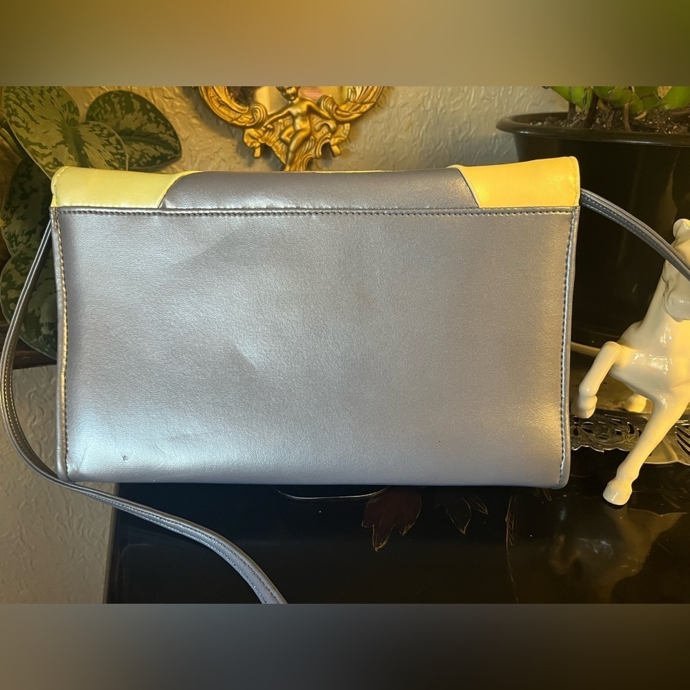 Vintage Pastel Colorblock Vegan Leather purse / Evening bag. Unusual colors! - Picture 3 of 9